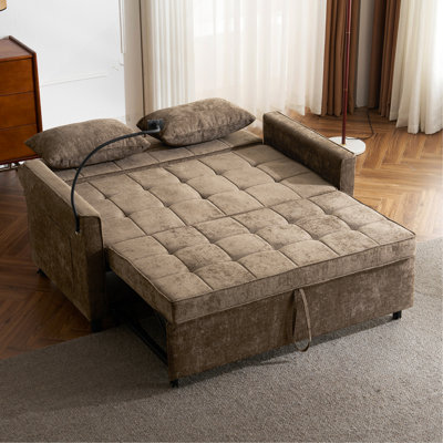 56.9" Loveseat Sofa Pull-Out Sofa Bed Sleeper Sofa With A Reversible Backrest Cushion