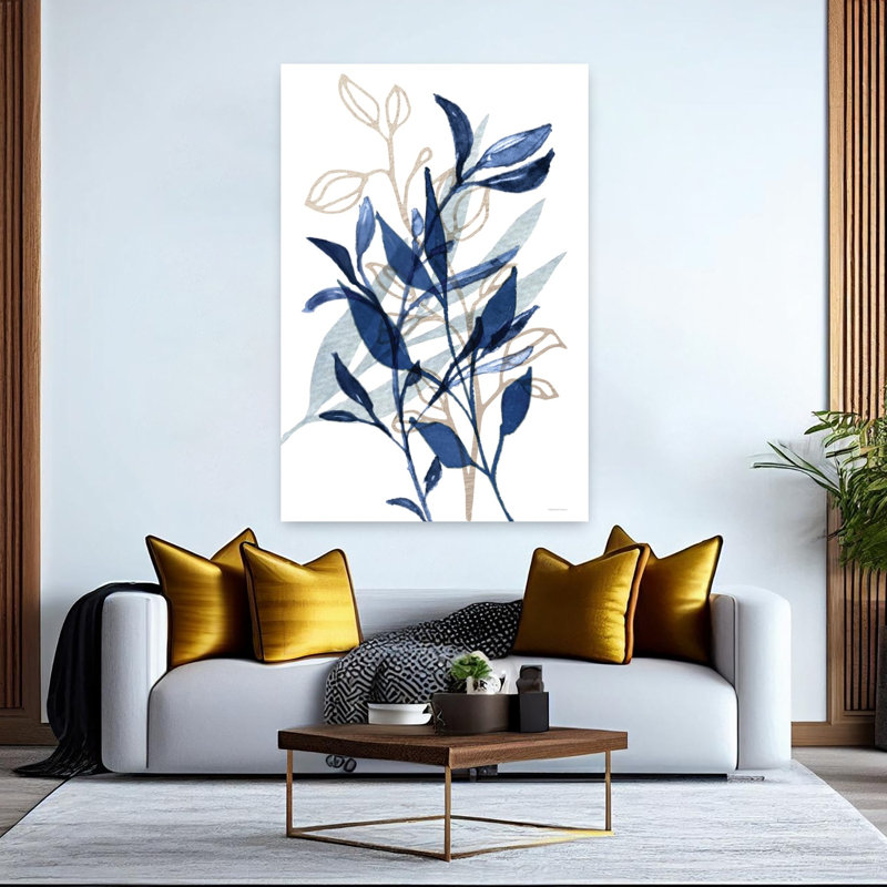 Botanical Blues I, paysage contemporain abstrait, art naturel, H 60 po x l 40 po