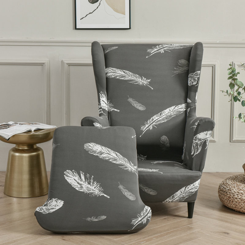 Housse extensible pour tabouret tigre, 100 % coton gris clair