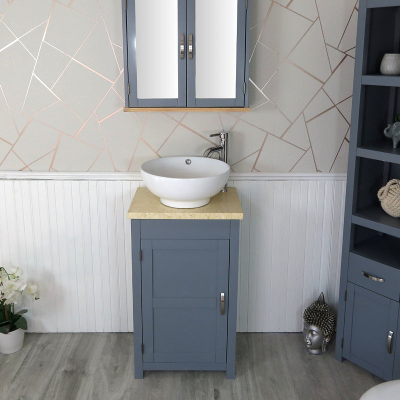 Slimline Compact 515mm Free-standing Cloakroom Vanity Unit, Grey