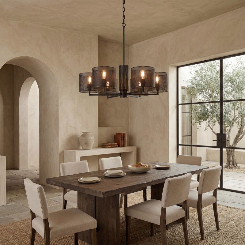 Meliora Iron 6-Light Chandelier, Noir