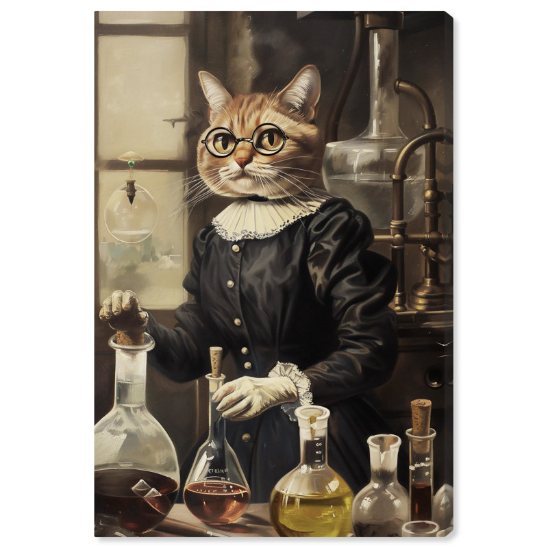 Impression sur toile «Cat chimie» par Notoriart, Toile tendue, H 15 po x l 10 po