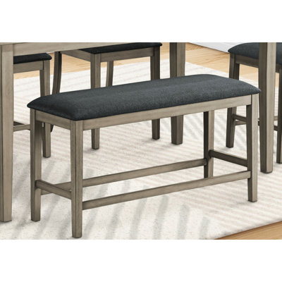 Banc rectangulaire transitionnel de 46 po avec siège rembourré en tissu noir et finition gris antique pour la salle à manger, confortable table de chevet en bois de style stable de 42 po, look, assemblage sans effort