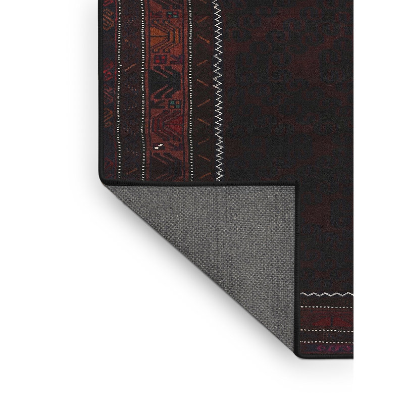 Tapis noir/rouge traditionnel Cheatom, Rectangle 8 pi x 12 pi