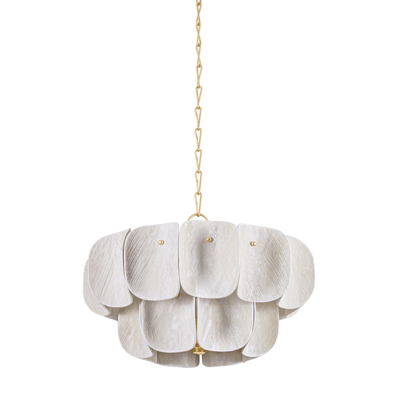 Lustre Amalfi en feuille d'or rétro, H 16 po x l 24 po x P 24 po, 8 lumières
