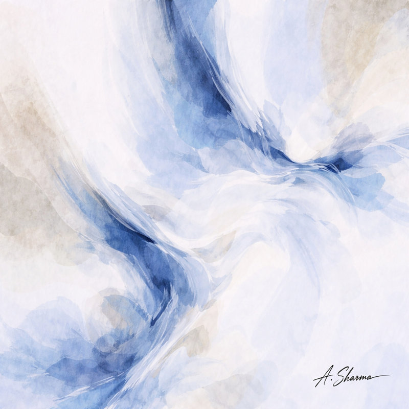 «Blue Veil», art mural sur toile tendue, L 36 po x H 24 po x P 1,5 po