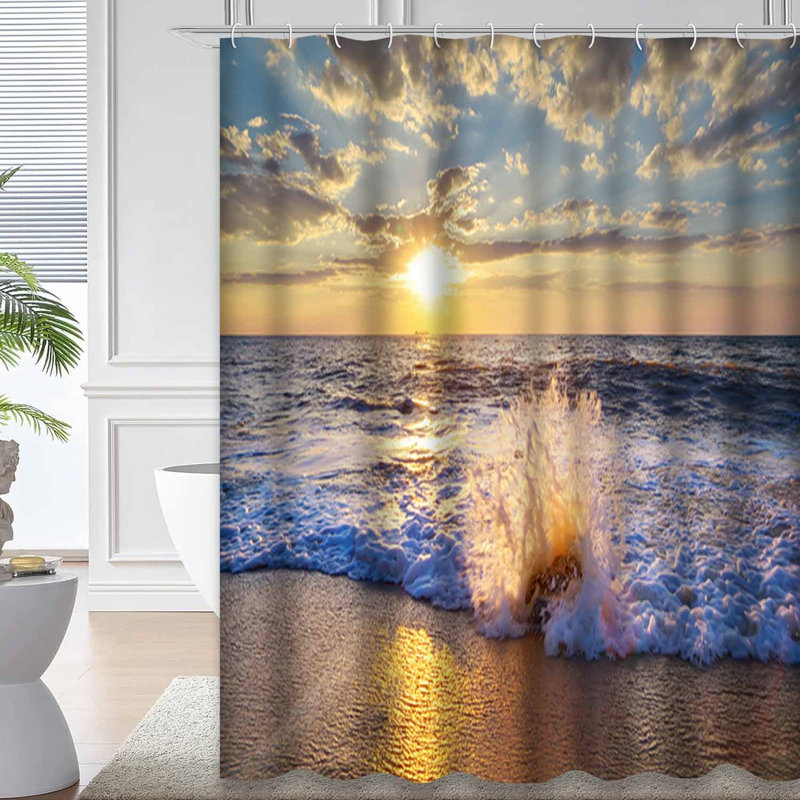 Magnifique paysage marin, coucher de soleil sur la plage, tempête, océan, beauté hivernale, nuage bleu avec 12 crochets