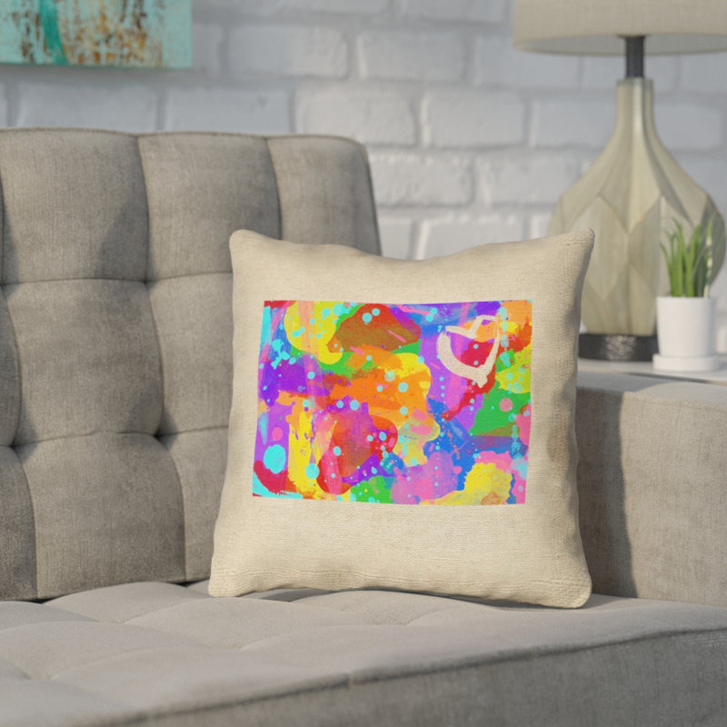 «Katelyn Smith Wyoming Love», aquarelle, 14 po x 14 po, Coussin décoratif