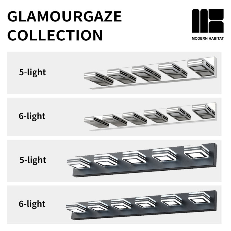 Loralynn Dimmable LED Vanity Light – Simple & Modern Bathroom Mirror Lighting, 5, Chrome