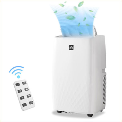 Climatiseurs portatifs 14 000 BTU, déshumidificateur rafraîchissant 3-en-1 et mode ventilateur pour les pièces jusqu'à 750 pieds carrés Ft, télécommande, mode veille, faible bruit, minuterie 24H, 3 vitesses, oscillation automatique pour la maison, 