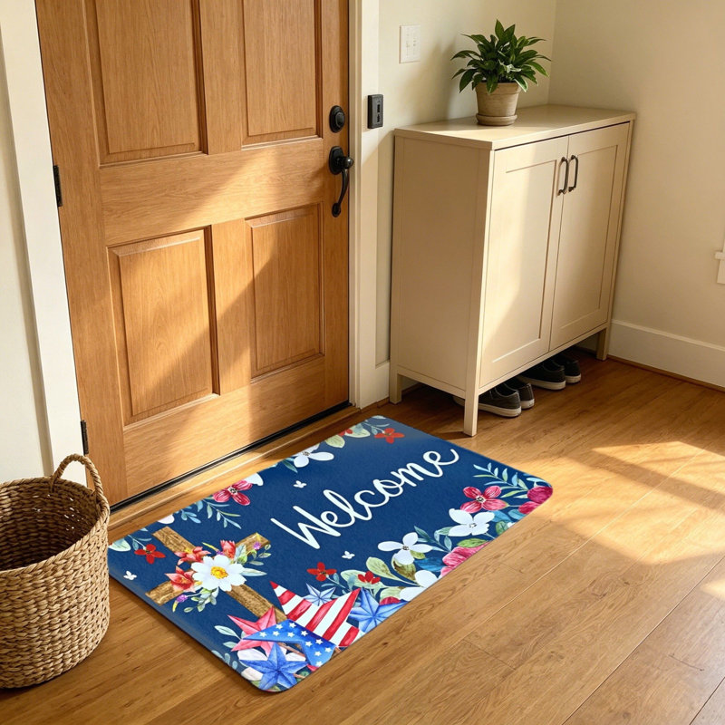 Tapis de bienvenue Patriotic Cross Floral