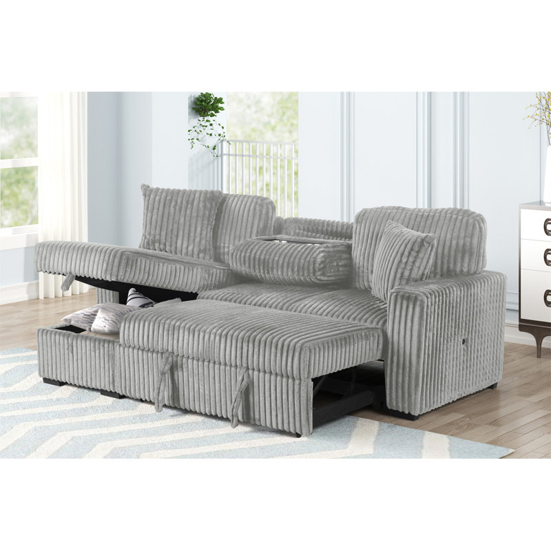 Canapé modulaire moelleux avec canapé-lit en tissu de velours gris, Velours gris velours