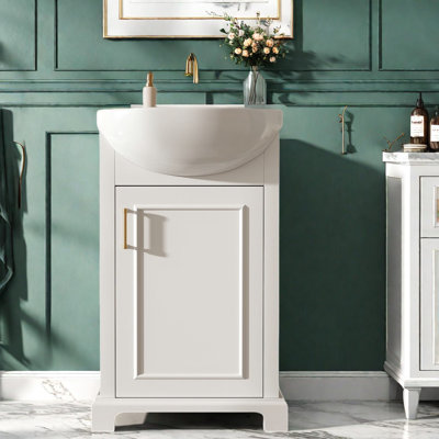 Meuble-lavabo de style français avec lavabo en céramique durable, compact et élégant