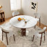 Ensemble de salle à manger 5 pièces avec plateau en pierre frittée blanche et 4 chaises