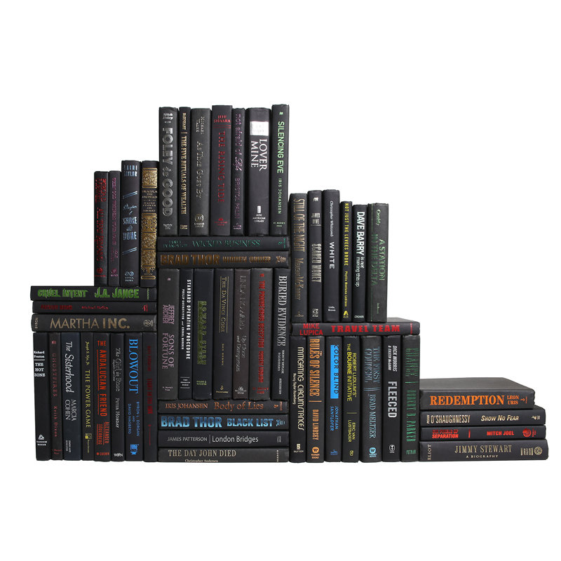 Livres décoratifs - Onyx et mur de livres métalliques - Ensemble de 50 livres noirs