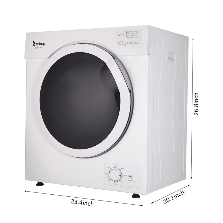 Ktaxon 1.6 Cu. ft. Electric Tumble Compact Cloth Dryer Stainless Steel Wall Mounted, White, Size: Small