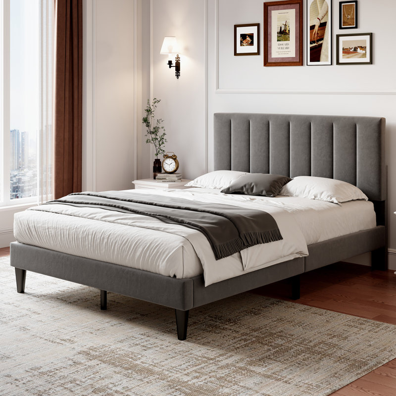 Annella Upholstered Bed, Grey