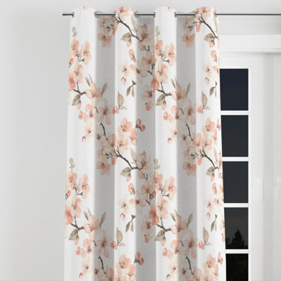 Floral Curtain panels - Pink Soft Orchard Grommet Curtain - 1 Panel