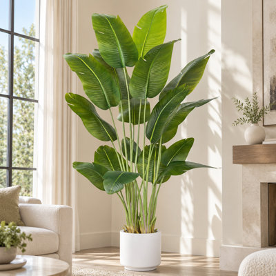 7.5 FT Artificial Bird of Paradise Tree, Large Lifelike Faux Banana Leaf Plant for High Ceiling, Commercial & Indoor Floor Decor