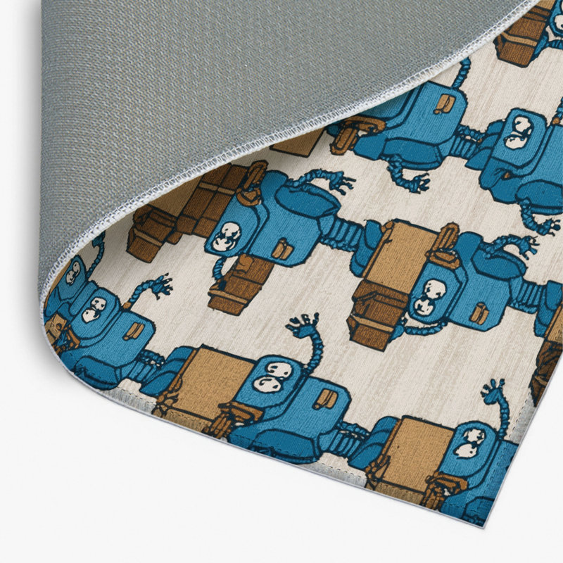 Transportation Beige Indoor and Outdoor Area Rug, Rectangle 4' x 6'