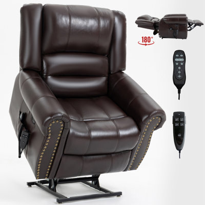 Power Lift Recliner Chair Heat Massage Dual Motor Infinite Position Up To 350 LBS, Faux Leather, Heavy Duty Motion Mechanism With USB Ports
