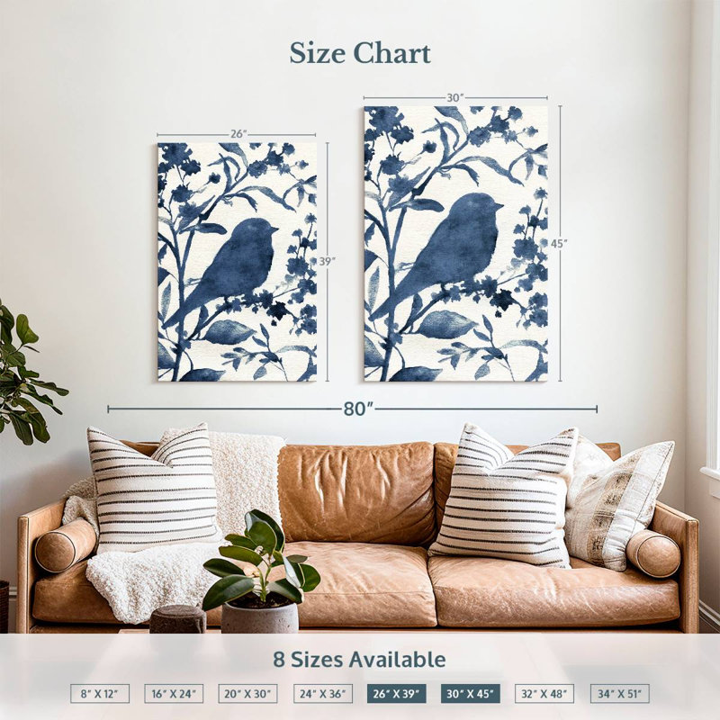 Silhouette d'oiseau bleu Brampt I, H 39 po x l 26 po