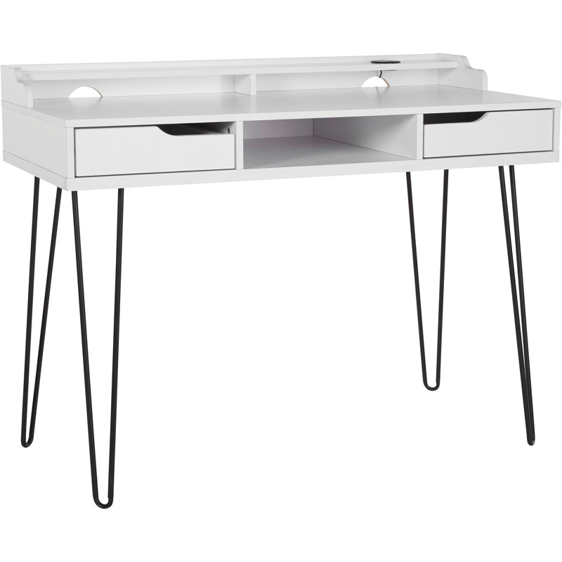 Adlai Metal Base Writing Desk, White