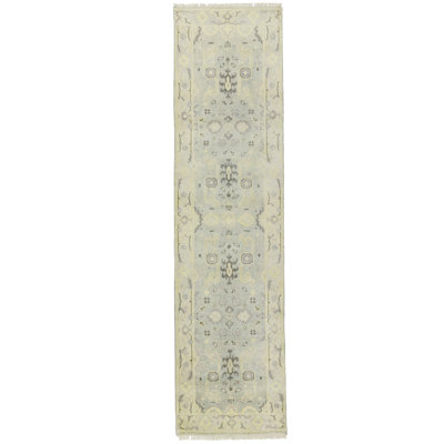 Mendon Oriental Handmade Hand-Knotted Runner 2'7"" x 9'11"" Wool Area Rug in Gray/Cream -  Charlton HomeÂ®, 198BBA8B0B1A46B1AAD213EE65BB8D16