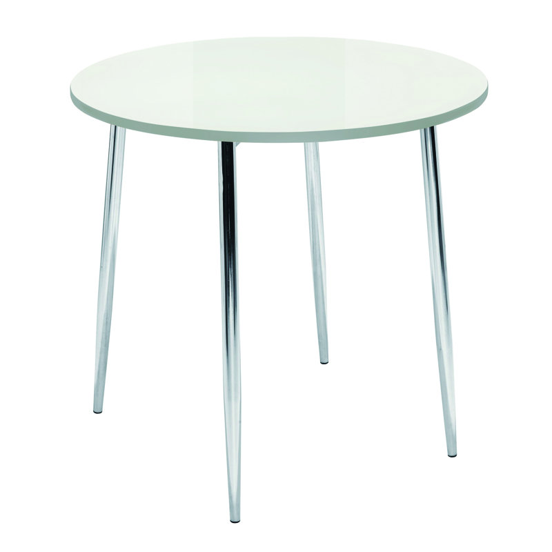 Round Metal Base Dining Table, High Gloss White