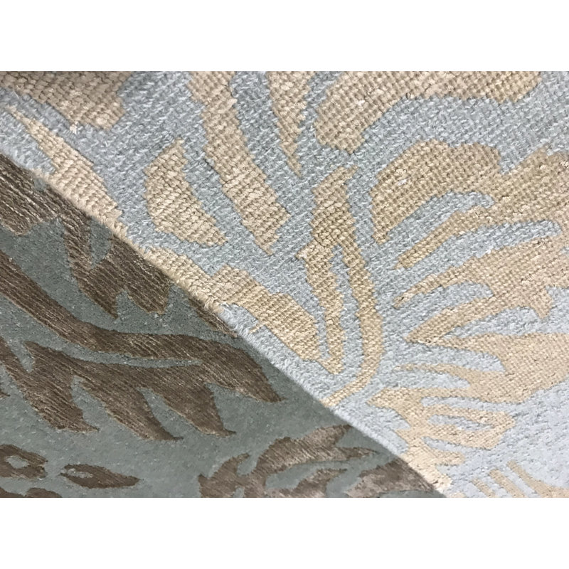 Himalayan Art Damask Area Rug in Blue, Rectangle 6'3" x 9'1"