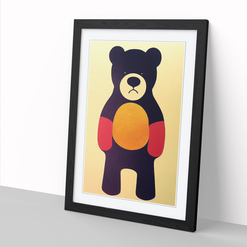 Teddy Bear Mid Century Vol.2 - Single Picture Frame Print, 46cm H x 34cm W x 2cm D, Walnut