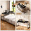 Table de lit sur roulettes, hauteur réglable, style moderne, noir, capacité de poids de 350 lb-126409128-126409129