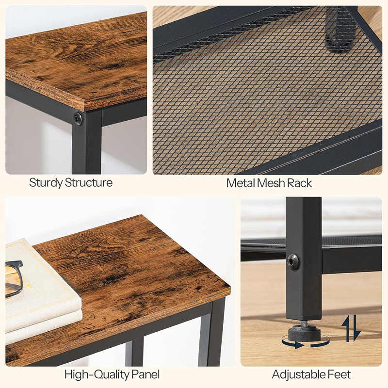 Console étroite, canapé derrière 44,9 po avec tablettes