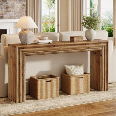 63" Entryway Console Table, Solid Wood Sofa Table for Living Room & Foyer
