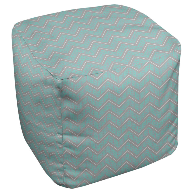 Repose-pieds cubique à motif à chevrons à la main classic, Noir sarcelle