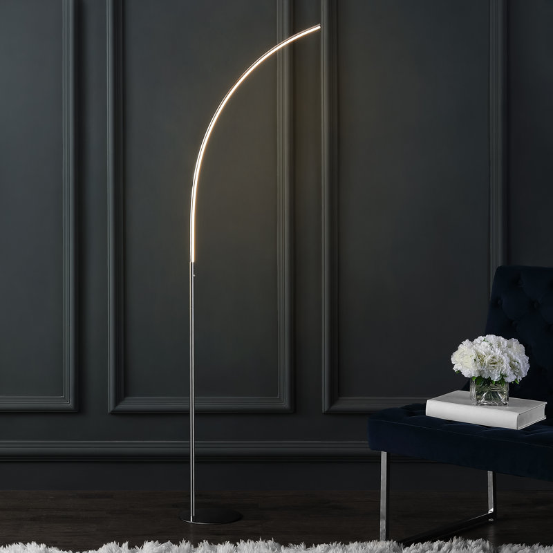 Arc 64" Chrome Finish White LED Floor Lamp with Touch Sensor