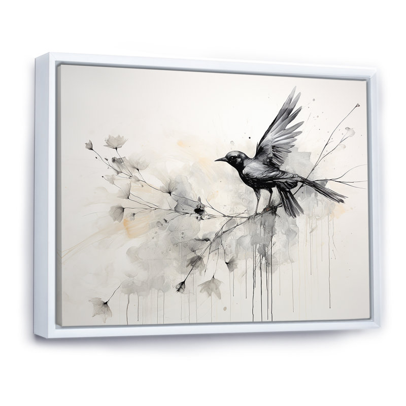 Minimalisme, oiseaux du paradis II sur toile, Cadre flottant blanc, H 30 po x l 40 po x P 1,5 po