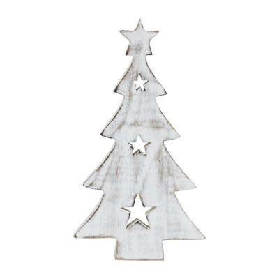 Figurine en bois arbre de Noël supérieur avec étoiles