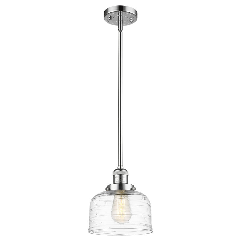 Luminaire suspendu en forme de dôme à 1 lumière Celaya, H 10 po x l 8 po x P 8 po, Chrome poli, Tourbillon déco transparent