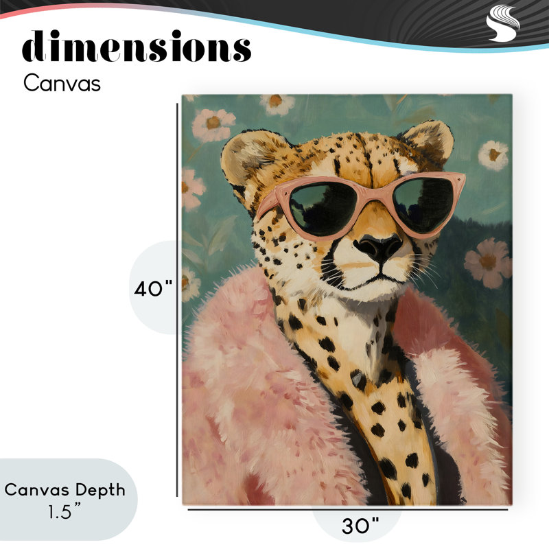 Glam Cheetah en toile de fourrure rose, design par The Prints Vibe, 40 x 30