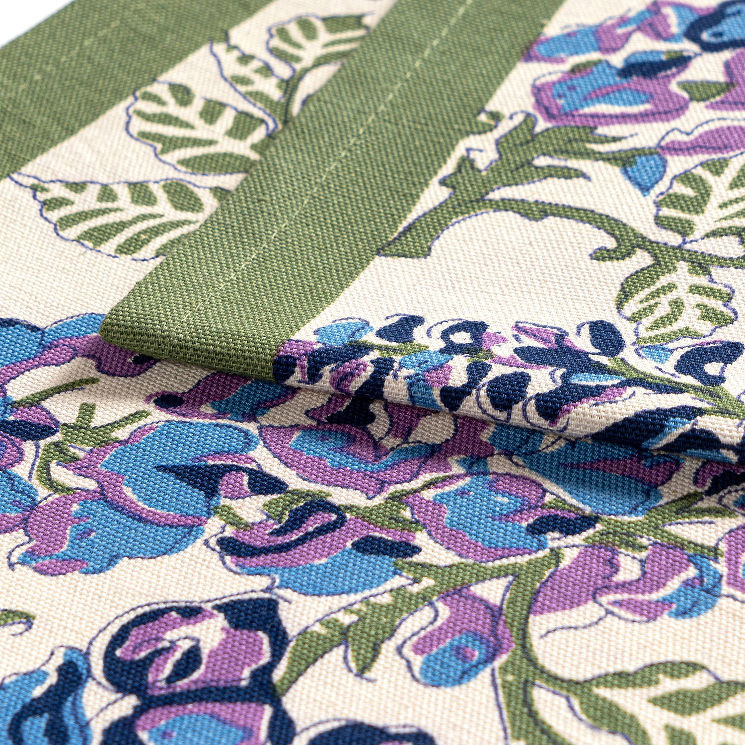 Kappa Floral Table Runner, 90" x 16", Blue/Green