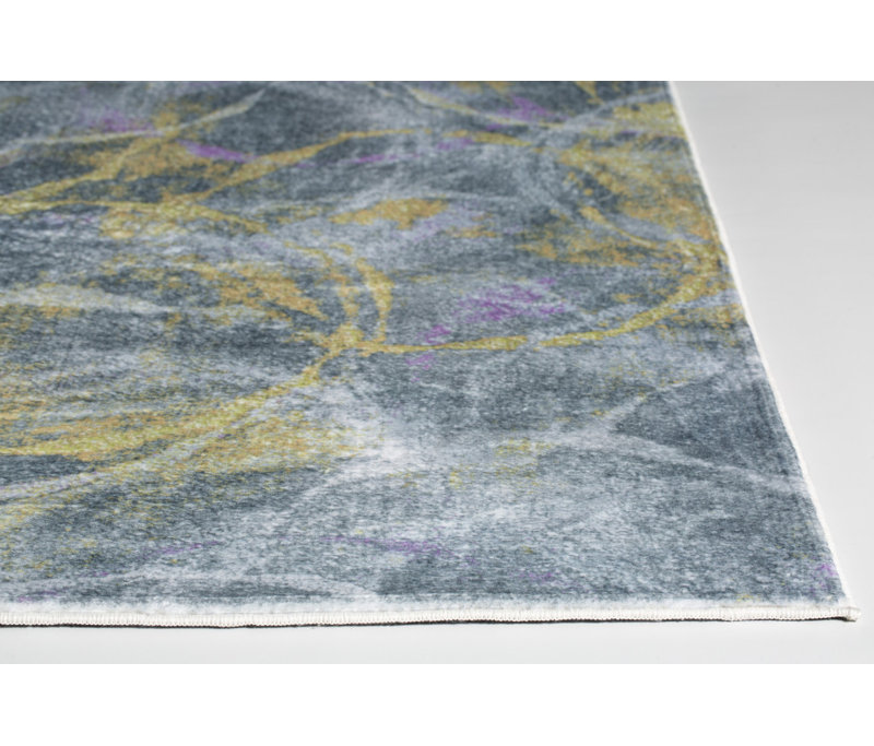8' Gray Abstract Dhurrie Runner Rug