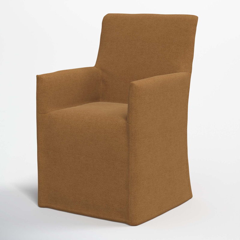 Ivanka 20'' H Upholstered Armchair, Textured Amber Linen