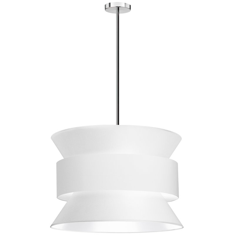Luminaire suspendu 4 lumières Caireann, Chrome poli, Blanc