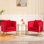 Fauteuil d'appoint demi-tonneau en velours avec coussin