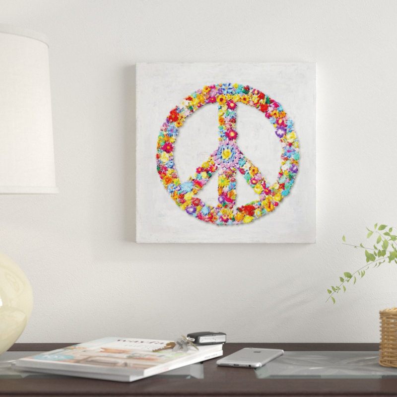 «Peace Sign», impression sur toile tendue, H 12 po x l 12 po x P 0,75 po, Toile tendue, Pas de tapis