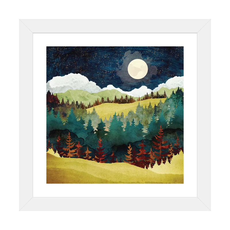 Lune d'automne - imprimé, H 16 po x l 16 po x p 1 po, Encadré par un papier blanc