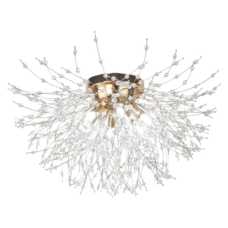 Plafonnier en cristal 6 lumières, Doré