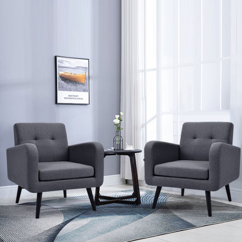 Chaise d'appoint rembourrée Labrenda, Lin gris