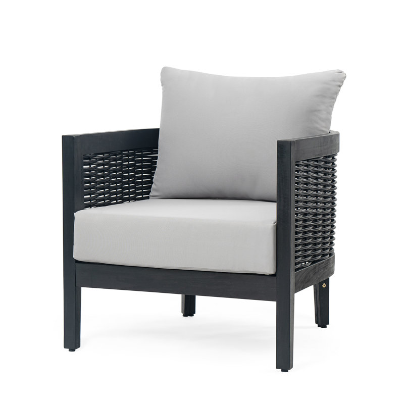 Chaise de patio avec coussins Treadway, Gris clair, Noir